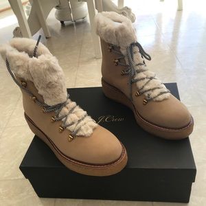 NWT Jcrew Nubuck suede , fur lined boots